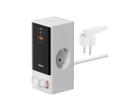 Зарядное устройство OS-Baseus PowerCombo Digital PowerStrip 2AC+1U+1C+Retractable-C 65W Smart Version