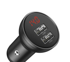 Автомобильное зарядное Baseus Digital Display Dual USB 4.8A Car Charger 24W