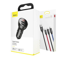 Автомобильное зарядное Baseus Digital Display Dual USB 4.8A Car Charger 24W