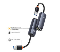 USB-хаб Baseus Lite Series Ethernet Adapter USB-A to RJ45 LAN Port