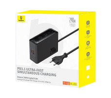 Зарядное устройство OS-Baseus Digital GaN Intelligent Desktop Fast Charger 3C+U+DC 240W