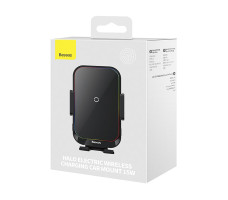Автомобильный держатель Baseus Halo Electric Wireless Charging Car Mount 15W