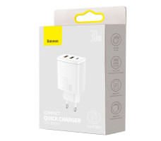 Сетевое зарядное Baseus Compact Quick Charger 2U+C 30W