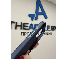 Чехол Leather with MagSafe для iPhone 17 (темно-синий)