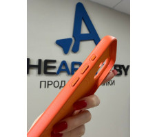 Чехол Leather with MagSafe для iPhone 17 (оранжевый)