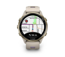 Умные часы Garmin ForeRunner 970 (Корпус из мягкого золотого титана с серым французским оттенком/прозрачным индиговым ремешком)