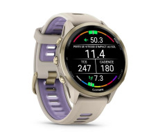 Умные часы Garmin ForeRunner 970 (Корпус из мягкого золотого титана с серым французским оттенком/прозрачным индиговым ремешком)