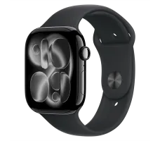 Умные часы Apple Watch Series 11 GPS 42mm алюминиевый корпус, черный/черный, спортивный силиконовый ремешок - S/M (MEQT4)