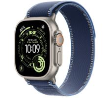 Apple Watch Ultra 3 GPS + Cellular 49mm Natural Titanium Case with Blue/Bright Blue Trail Loop - S/M (MEWR4)