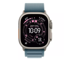 Apple Watch Ultra 3 GPS + Cellular 49mm Natural Titanium Case with Light Blue Alpine Loop - M (MEWM4)