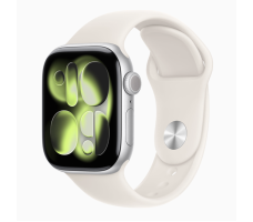 Умные часы Apple Watch Series 11 42 мм (алюминиевый корпус, серебристый/звездный свет, спортивный силиконовый ремешок S/M)