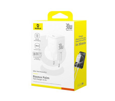 Сетевое зарядное Baseus Palm P10111605213-01 Fast Charger 1C 30W EU белый (с кабелем Type-C to Type-C 60W 1m)
