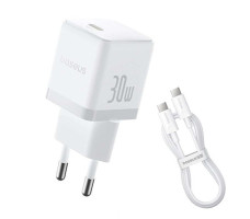 Сетевое зарядное Baseus Palm P10111605213-01 Fast Charger 1C 30W EU белый (с кабелем Type-C to Type-C 60W 1m)