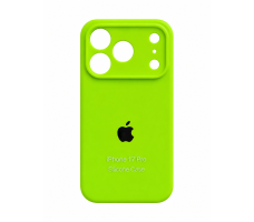 Чехол для iPhone 17 Pro силиконовый с защитой камеры (Зеленый неон)