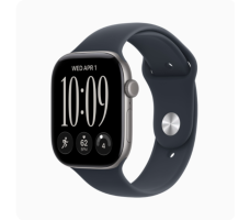 Умные часы Apple Watch Series 12 42 мм (алюминиевый корпус, серый космос/синий спортивный силиконовый ремешок M/L)