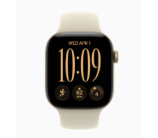 Умные часы Apple Watch Series 12 42 мм (алюминиевый корпус, светлое золото/песочный спортивный силиконовый ремешок M/L) (MJEE4)