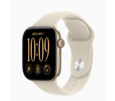 Умные часы Apple Watch Series 12 42 мм (алюминиевый корпус, светлое золото/песочный спортивный силиконовый ремешок M/L) (MJEE4)