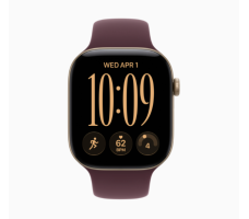Умные часы Apple Watch Series 12 42 мм (алюминиевый корпус, светлое золото/бургунди спортивный силиконовый ремешок M/L)