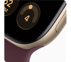 Умные часы Apple Watch Series 12 42 мм (алюминиевый корпус, светлое золото/бургунди спортивный силиконовый ремешок M/L)