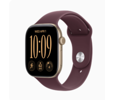 Умные часы Apple Watch Series 12 42 мм (алюминиевый корпус, светлое золото/бургунди спортивный силиконовый ремешок M/L)