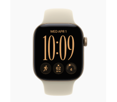 Умные часы Apple Watch Series 12 46 мм (алюминиевый корпус, светлое золото/песочный спортивный силиконовый ремешок M/L) (MJEP4)