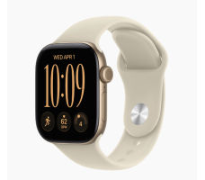 Умные часы Apple Watch Series 12 46 мм (алюминиевый корпус, светлое золото/песочный спортивный силиконовый ремешок S/M) (MJEN4)