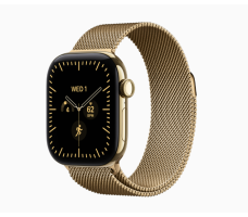 Умные часы Apple Watch Series 12 42 мм (титановый корпус, золотой/золотой миланский ремешок)