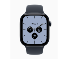 Умные часы Apple Watch Series 12 42 мм (керамический корпус, черный/синий спортивный силиконовый ремешок M/L)