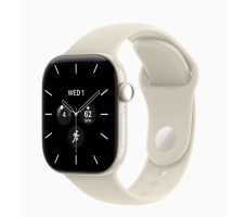 Умные часы Apple Watch Series 12 46 мм (керамический корпус, белый/песочный спортивный силиконовый ремешок S/M)