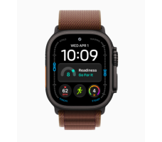 Умные часы Apple Watch Ultra 4 49 мм (титановый корпус, черный/бордовый текстильный ремешок размера L)