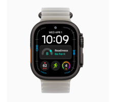 Умные часы Apple Watch Ultra 4 49 мм (титановый корпус, черный/полупрозрачный серый нейлоновый ремешок из эластомера)
