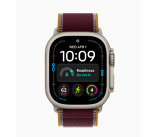 Умные часы Apple Watch Ultra 4 49 мм (титановый корпус, натуральный/бордовый нейлоновый ремешок размера M/L)