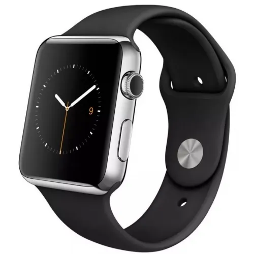 Умные часы Apple Watch 38mm Stainless Steel with Black Sport Band (MJ2Y2)