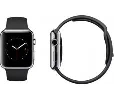 Умные часы Apple Watch 38mm Stainless Steel with Black Sport Band (MJ2Y2)