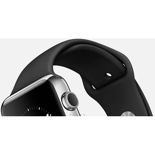 Умные часы Apple Watch 38mm Stainless Steel with Black Sport Band (MJ2Y2)