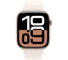 Умные часы Apple Watch Series 10 42 мм (алюминиевый корпус, розовое золото/звездный свет, спортивный силиконовый ремешок S/M) MWWH3