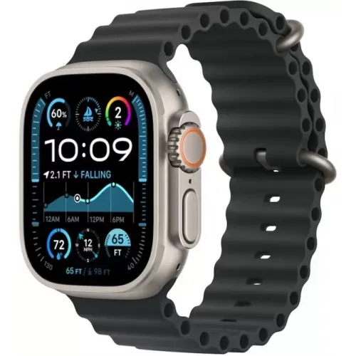 Умные часы Apple Watch Ultra 2 LTE 49 мм (титановый корпус, титановый/черный, ремешок из эластомера)
