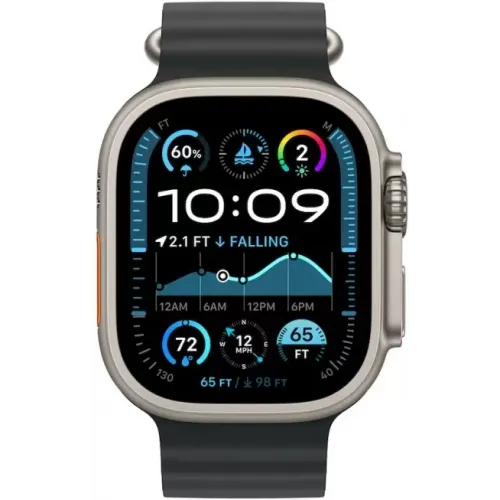 Умные часы Apple Watch Ultra 2 LTE 49 мм (титановый корпус, титановый/черный, ремешок из эластомера)