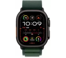 Умные часы Apple Watch Ultra 2 LTE 49 мм (титановый корпус, черный/темно-зеленый, текстильный ремешок размера S)