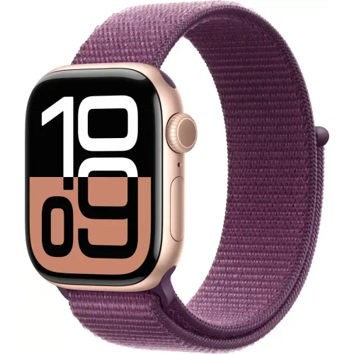 Умные часы Apple Watch Series 10 46 мм (алюминиевый корпус, розовое золото/сливовый, нейлоновый ремешок) MWWV3