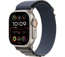 Умные часы Apple Watch Ultra 2 LTE 49 мм (титановый корпус, титановый/синий, текстильный ремешок размера M)