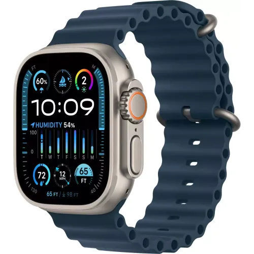 Умные часы Apple Watch Ultra 2 LTE 49 мм (титановый корпус, титановый/синий, ремешок из эластомера)