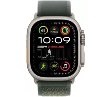 Умные часы Apple Watch Ultra 2 LTE 49 мм (титановый корпус, титановый/зеленый, нейлоновый ремешок M/L)
