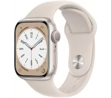 Умные часы Apple Watch Series 8 41 мм (алюминиевый корпус, звездный свет/звездный свет, спортивный силиконовый ремешок)