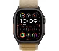 Умные часы Apple Watch Ultra 2 LTE 49 мм (титановый корпус, черный/бежевый, ремешок из полиэстера M)