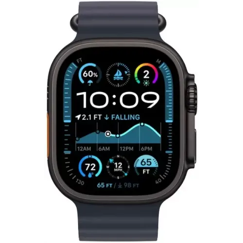 Умные часы Apple Watch Ultra 2 LTE 49 мм (титановый корпус, черный/темно-синий, ремешок из эластомера)