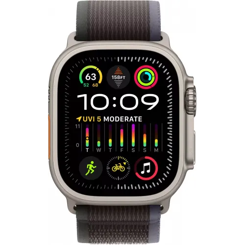 Умные часы Apple Watch Ultra 2 LTE 49 мм (титановый корпус, титановый/черно-синий, нейлоновый ремешок размера S/M)