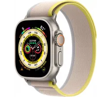 Умные часы Apple Watch Ultra LTE 49 мм (титановый корпус, титановый/желто-бежевый, нейлоновый ремешок размера S/M)
