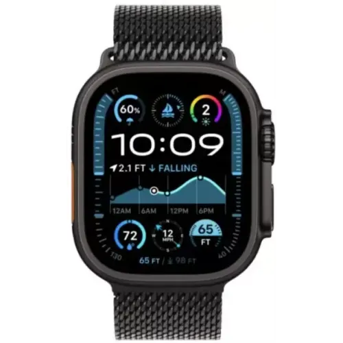Умные часы Apple Watch Ultra 2 LTE 49 мм (титановый корпус, черный/черный, ремешок миланская петля размера M)