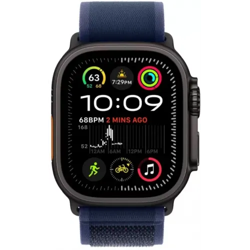 Умные часы Apple Watch Ultra 2 LTE 49 мм (титановый корпус, черный/синий, нейлоновый ремешок S/M)